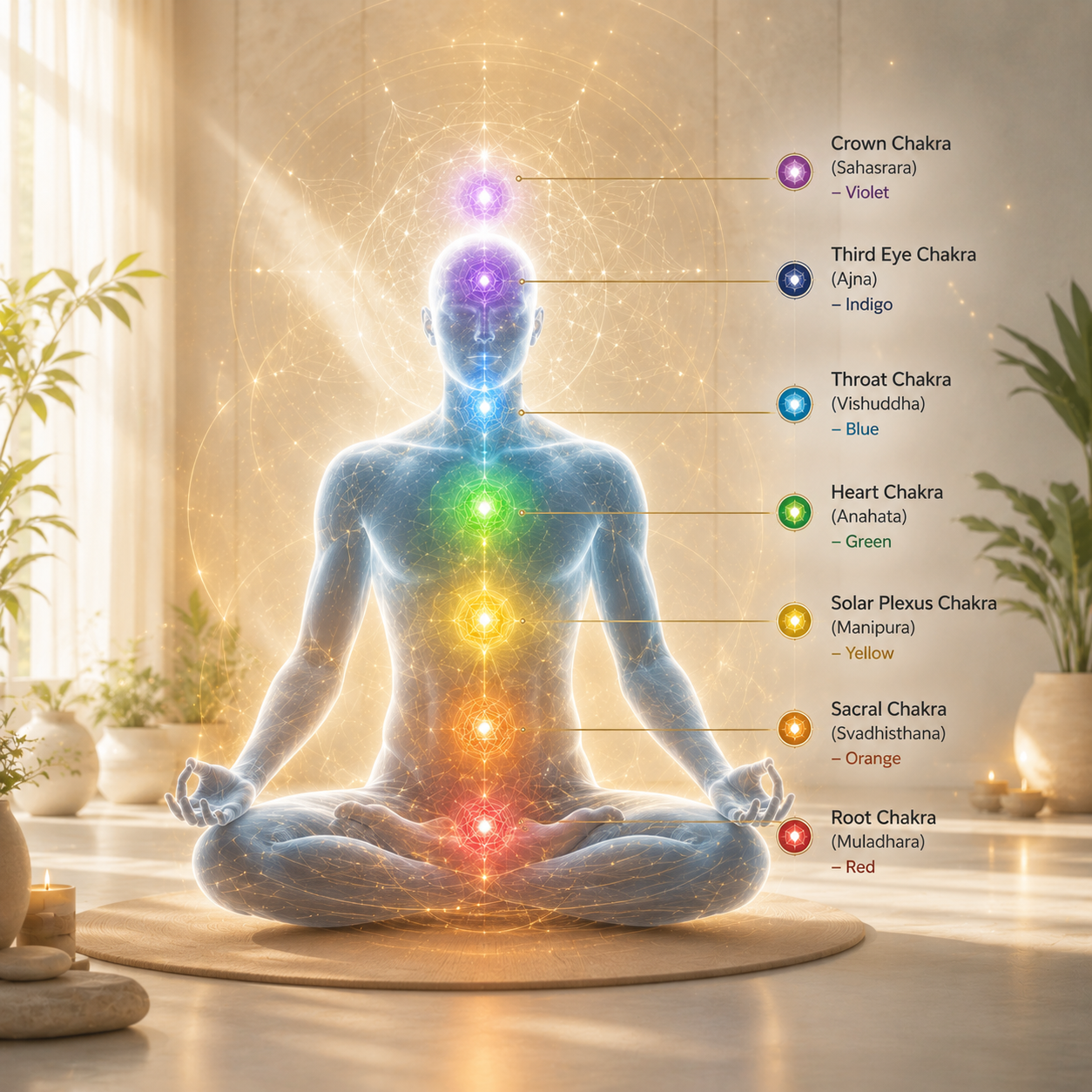 Illustration of chakra and energy healing